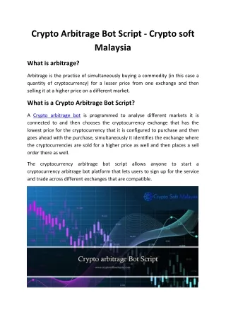 Crypto Arbitrage Bot Script - Crypto soft Malaysia