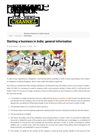 Starting a Business in India: General Information