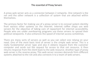 The essential of Proxy Servers