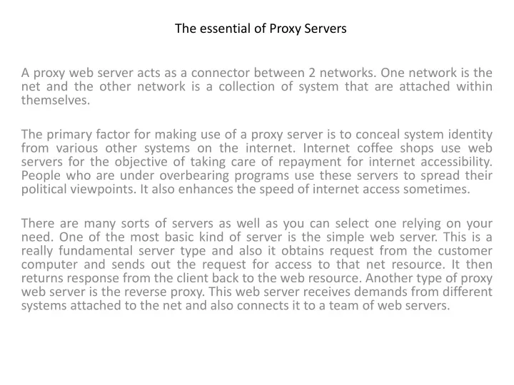 the essential of proxy servers
