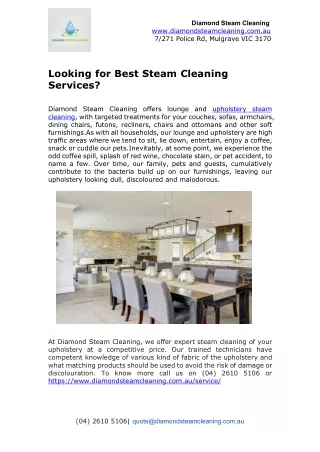 Looking for Best Steam Cleaning Services?