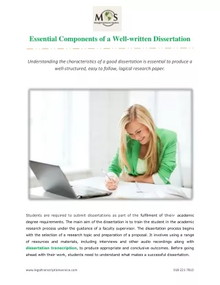 Essential Components of a Well-written Dissertation