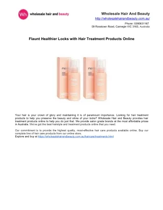 Flaunt Healthier Locks with Hair Treatment Products Online