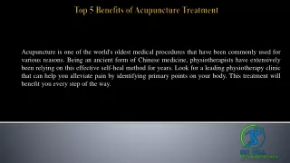 Top 5 Benefits of Acupuncture Treatment