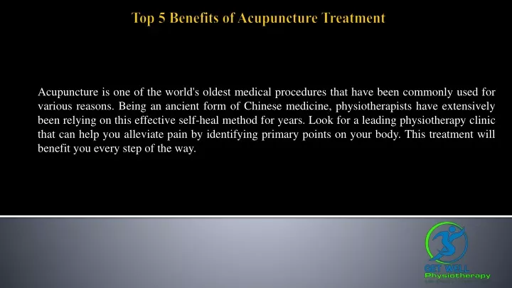 top 5 benefits of acupuncture treatment