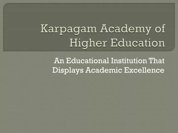 karpagam academy of higher education