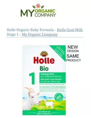 Holle Organic Baby Formula - Holle Goat Milk Stage 1 - My Organic Company-converted