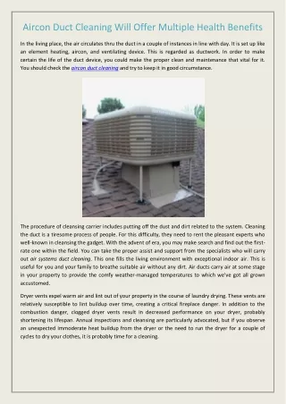 Aircon Duct Cleaning Will Offer Multiple Health Benefits