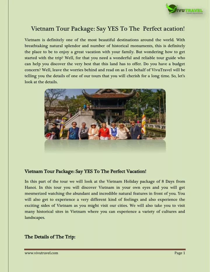 vietnam tour package say yes to the perfect