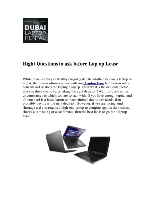 Right Questions to ask before Laptop Lease