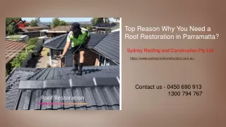 Top Reason why you need a Roof Restoration in Parramatta?