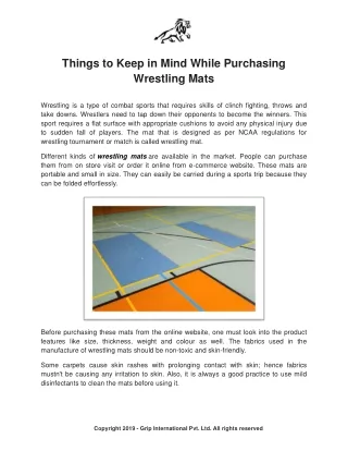 Things to Keep in Mind While Purchasing Wrestling Mats