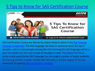 Tips For Data Science With  SAS Training Course