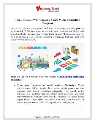 Top 5 reasons why choose a social media marketing company
