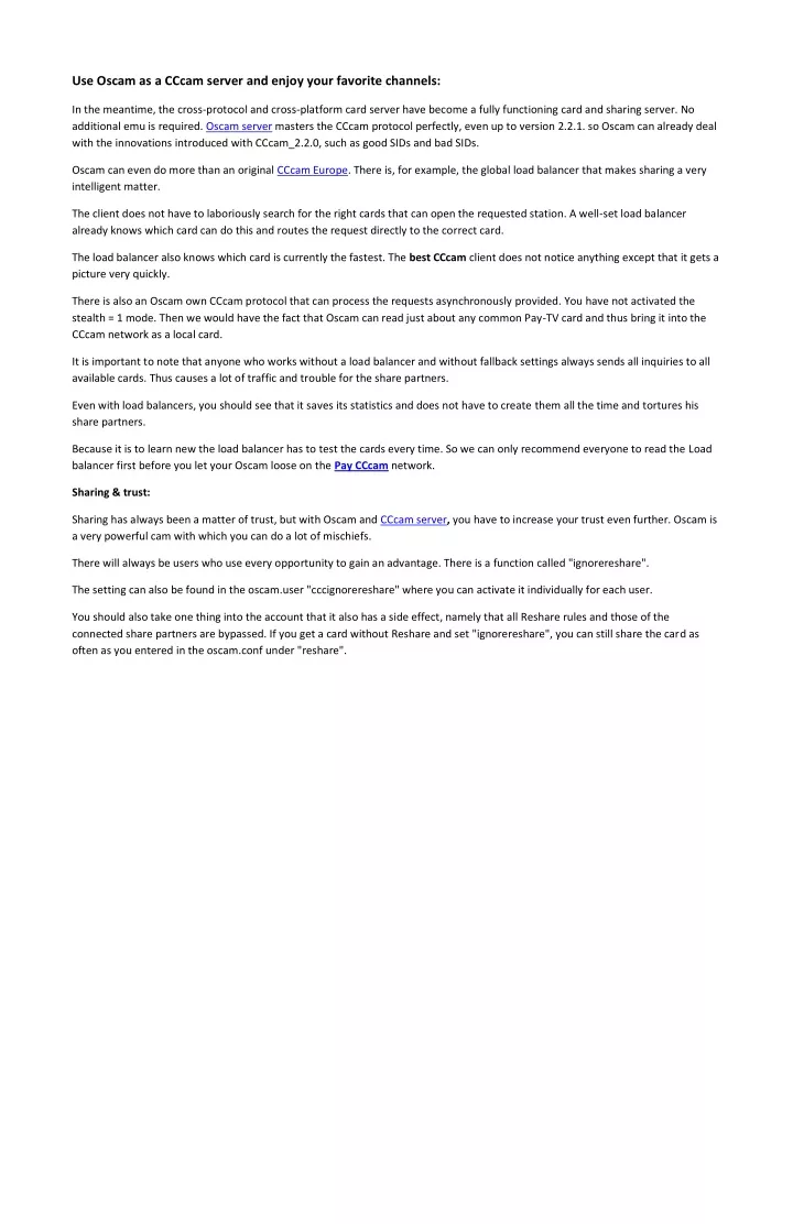 use oscam as a cccam server and enjoy your