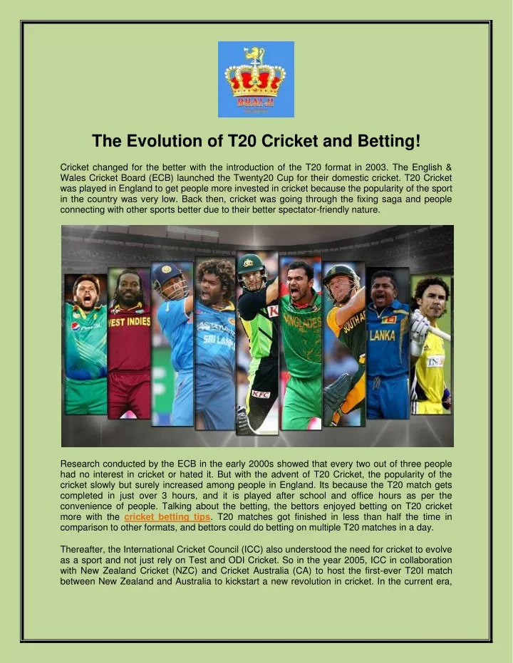 the evolution of t20 cricket and betting