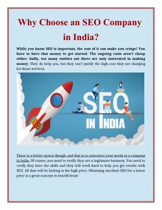 Why Choose an SEO Company in India?