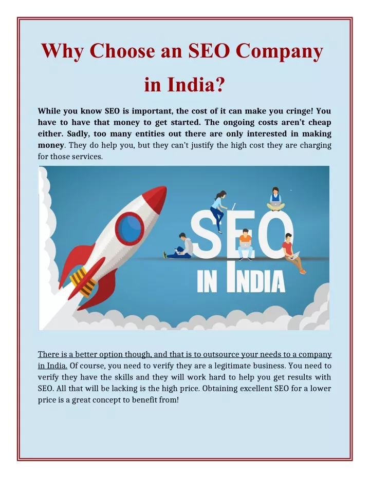 why choose an seo company in india
