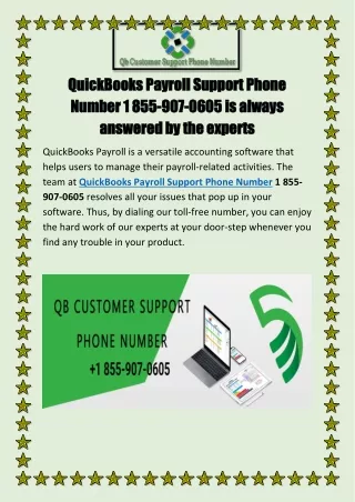 1 855-907-0605 | QuickBooks Payroll Support Phone Number
