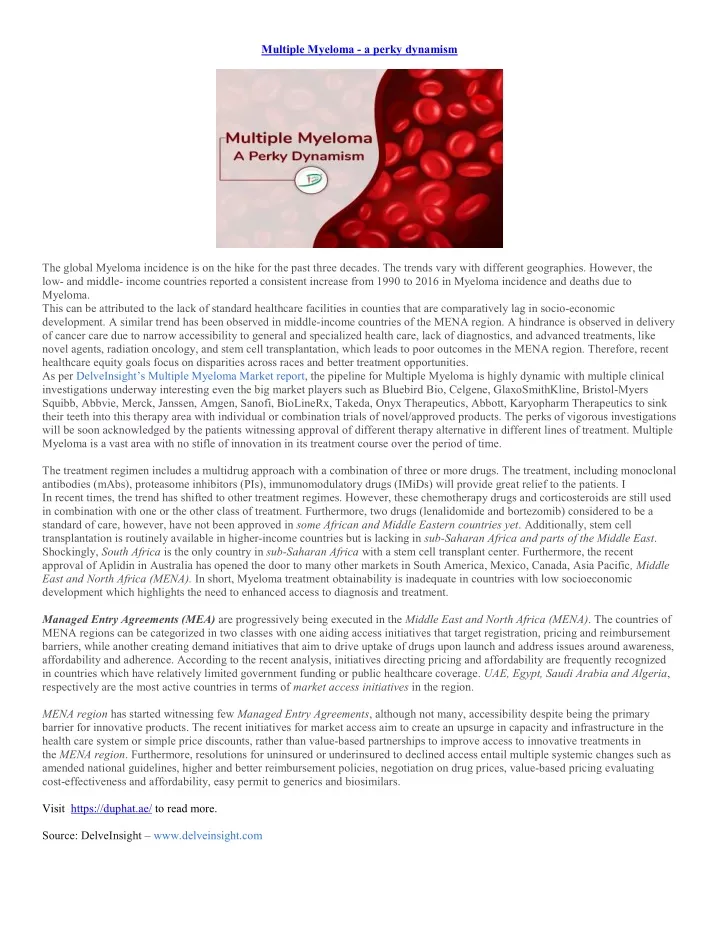 multiple myeloma a perky dynamism