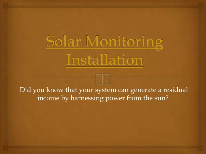 solar monitoring installation