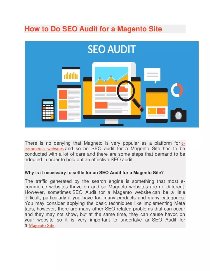 how to do seo audit for a magento site