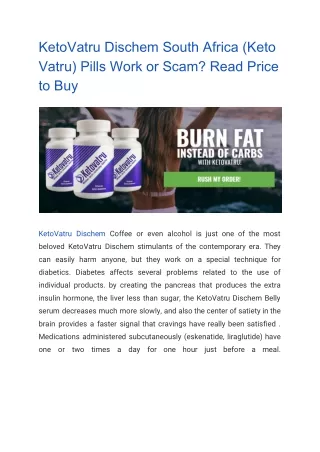 KetoVatru Dischem South Africa (Keto Vatru) Pills Work or Scam? Read Price to Buy