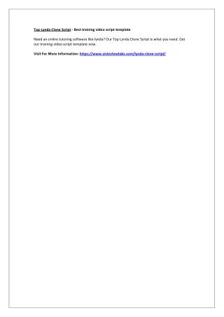 Top Lynda Clone Script - Best training video script template