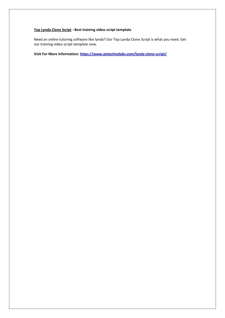 top lynda clone script best training video script