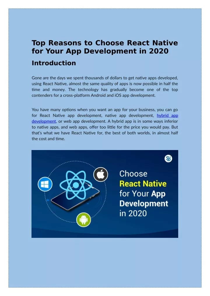 top reasons to choose react native for your