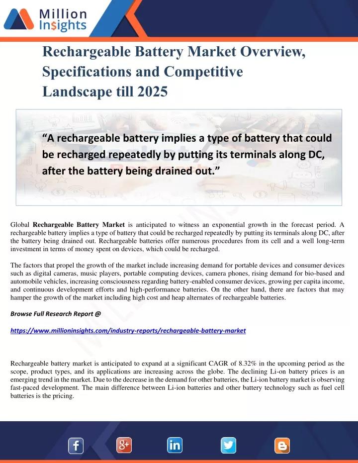 rechargeable battery market overview