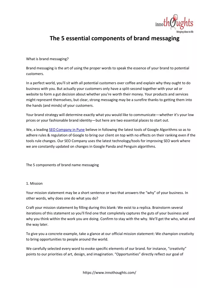 the 5 essential components of brand messaging