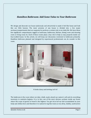 Hamilton Bathroom Add Some Value to Your Bathroom