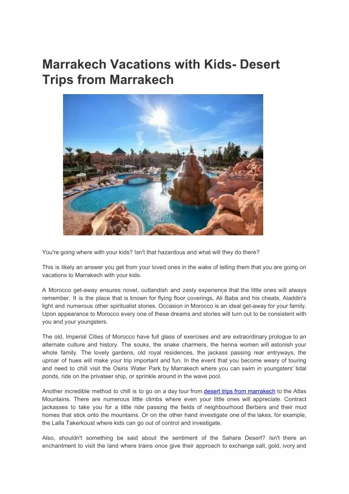 marrakech vacations with kids desert trips from