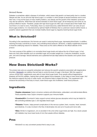 StrictionD Review – Is It Really Helpful At Lowering Blood Sugar?