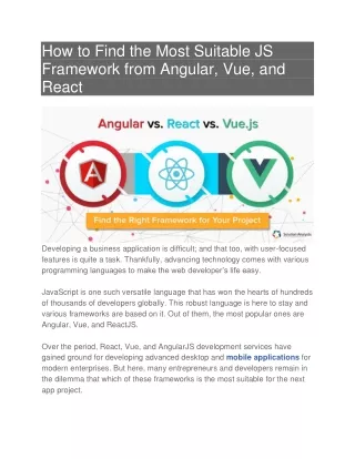 How to Find the Most Suitable JS Framework from Angular, Vue, and React