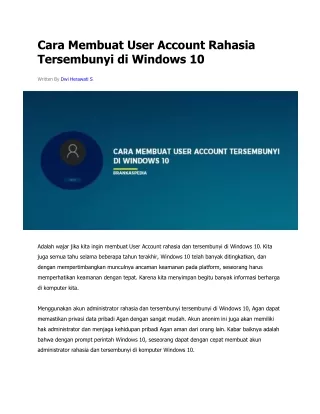 Cara Membuat User Account Rahasia Tersembunyi di Windows 10