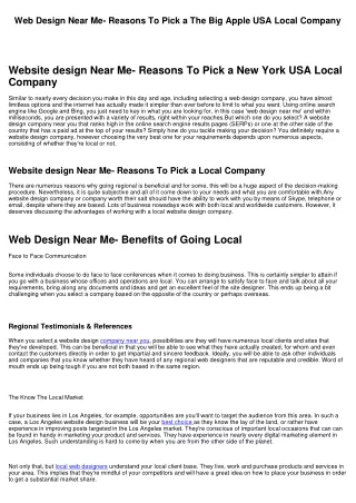 Web Design Near Me- Reasons To Pick a New York City USA Local Company