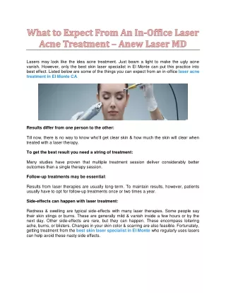 What to Expect From An In-Office Laser Acne Treatment - Anew Laser MD