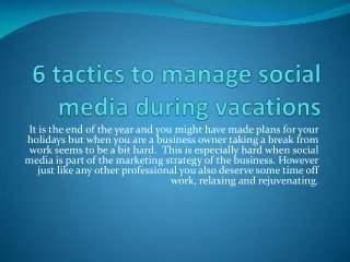 6 tactics to manage social media during vacations