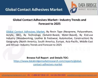 Global Contact Adhesives Market– Industry Trends and Forecast to 2025