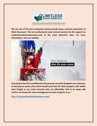 Snow Removal In West Vancouver - Snow Removal West Vancouver