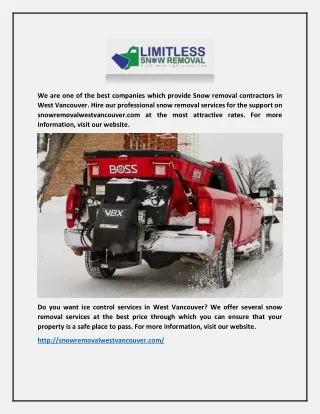 Snow Removal Rates In West Vancouver - Snow Removal West Vancouver