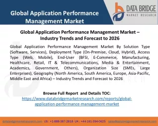 Global Application Performance Management Market – Industry Trends and Forecast to 2026