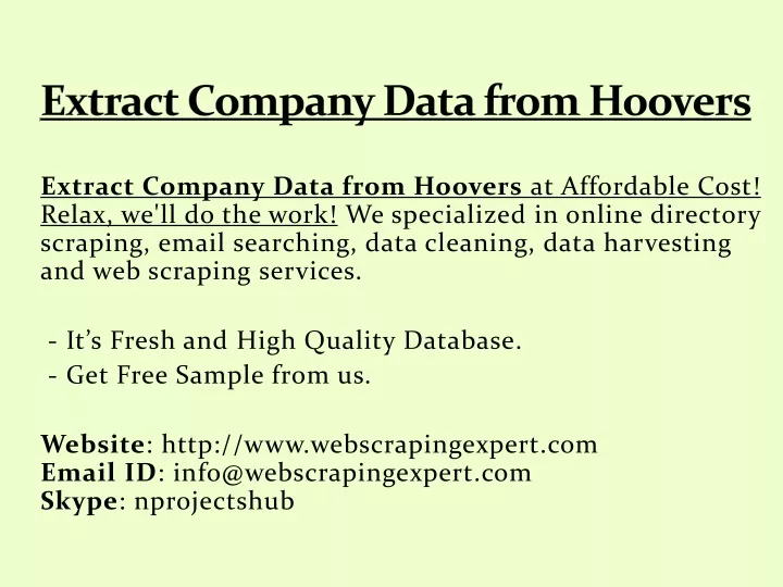 extract company data from hoovers