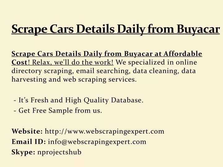 scrape cars details daily from buyacar