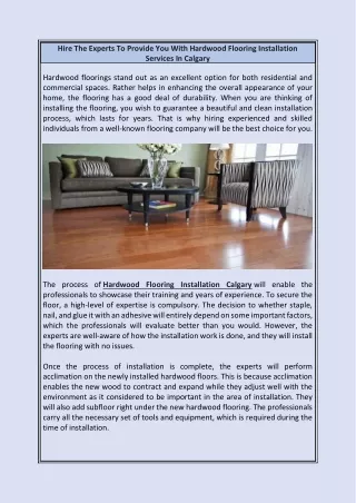 Hire The Experts To Provide You With Hardwood Flooring Installation Services In Calgary