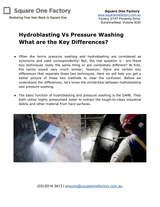 Hydroblasting Vs Pressure Washing What are the Key Differences?