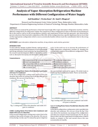 Analysis of Vapor Absorption Refrigeration Machine Performance with Different Configuration of Water Supply