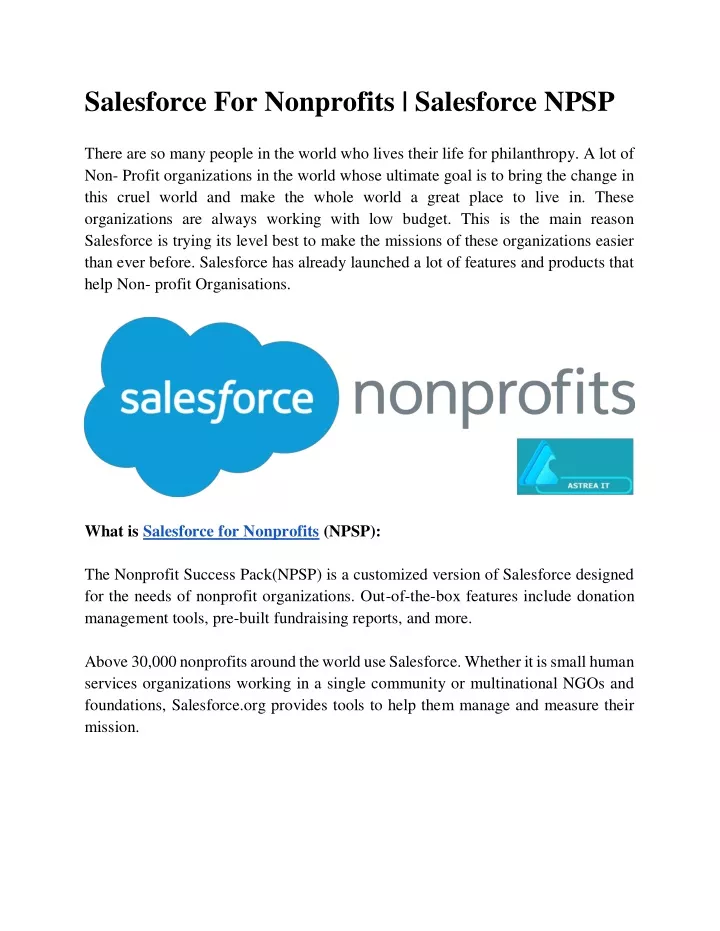 salesforce for nonprofits salesforce npsp there